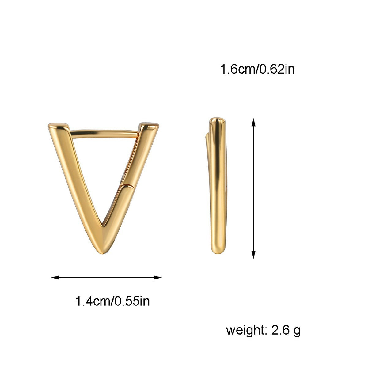 E0394 Fashionable Copper Plated with Real Gold V Geometric Earrings for Women Minimalist Style Triangle Ear Cuffs Trendy