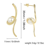 E0328 Fashionable Trendy Earrings Minimalist Design Sense Spiral Pearl Stud Earrings Long Earrings