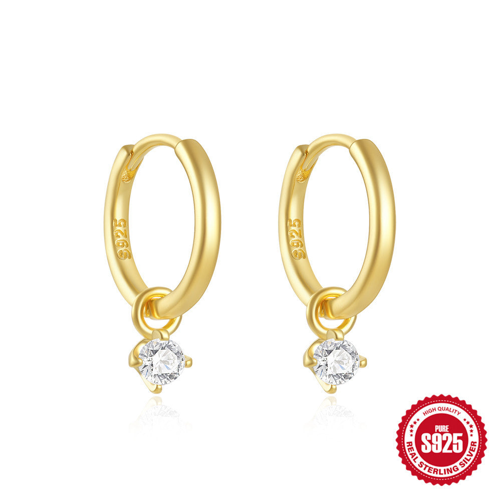 Classic925Sterling Silver Inlaid Diamond Hoop Earrings Heart Devil's Eye Ear Cuff Earrings Hot Sale Minimalist Style Ear Jewelry