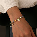 B0300 Fashion Trend Zircon Starfish Bracelet Chalcedony Stone Beaded