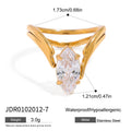 Cubic Zirconia Stainless Steel Ring in Gold-Plated — Contemporary Edit — alternate product view — jewelry finish and design detail