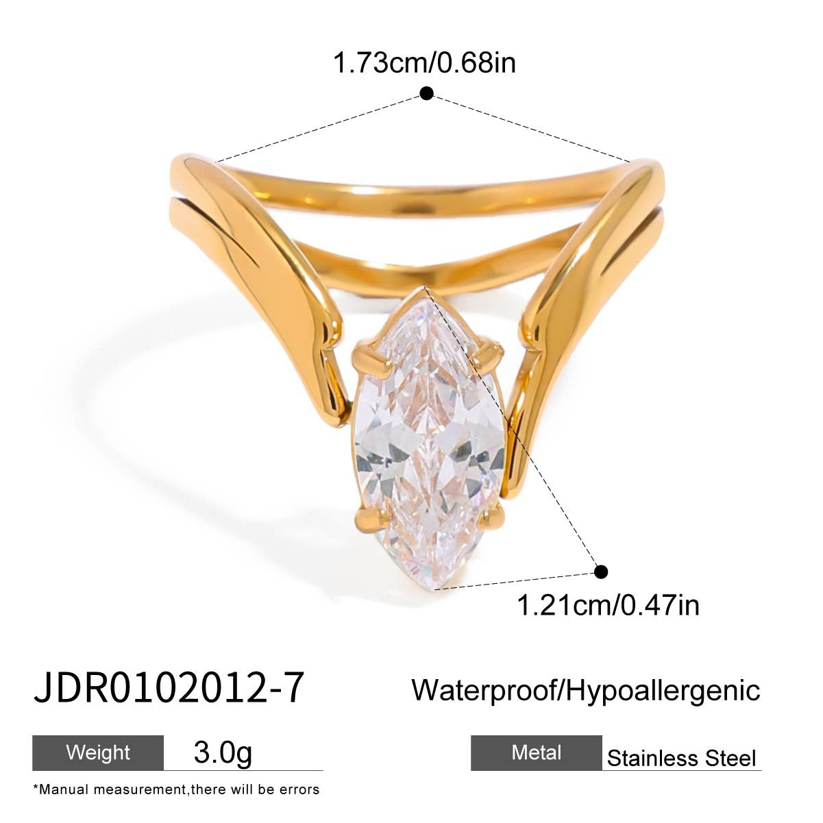 Zircon Ring Non-Fading Jewelry for Women Stainless Steel Accessories