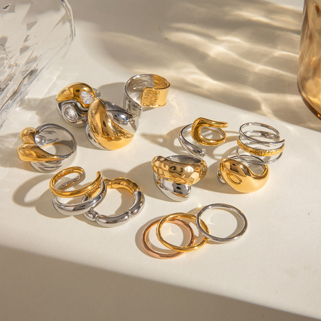 Stainless Steel Flower Ring Jewelry Exaggerated rings