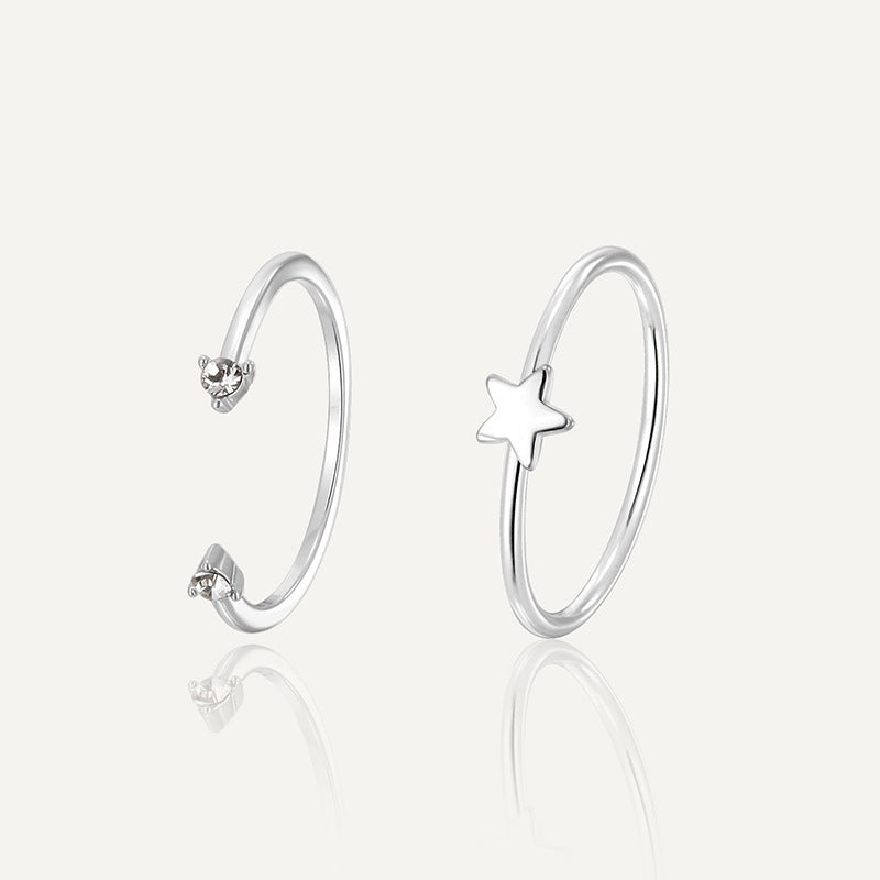 CYR0717-CYR0718 Little Star Open Double Zirconia Ring for Women Simple Design Trendy