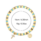 B0307 Vintage Trendy Cross Bracelet Vacation Trendy Beaded