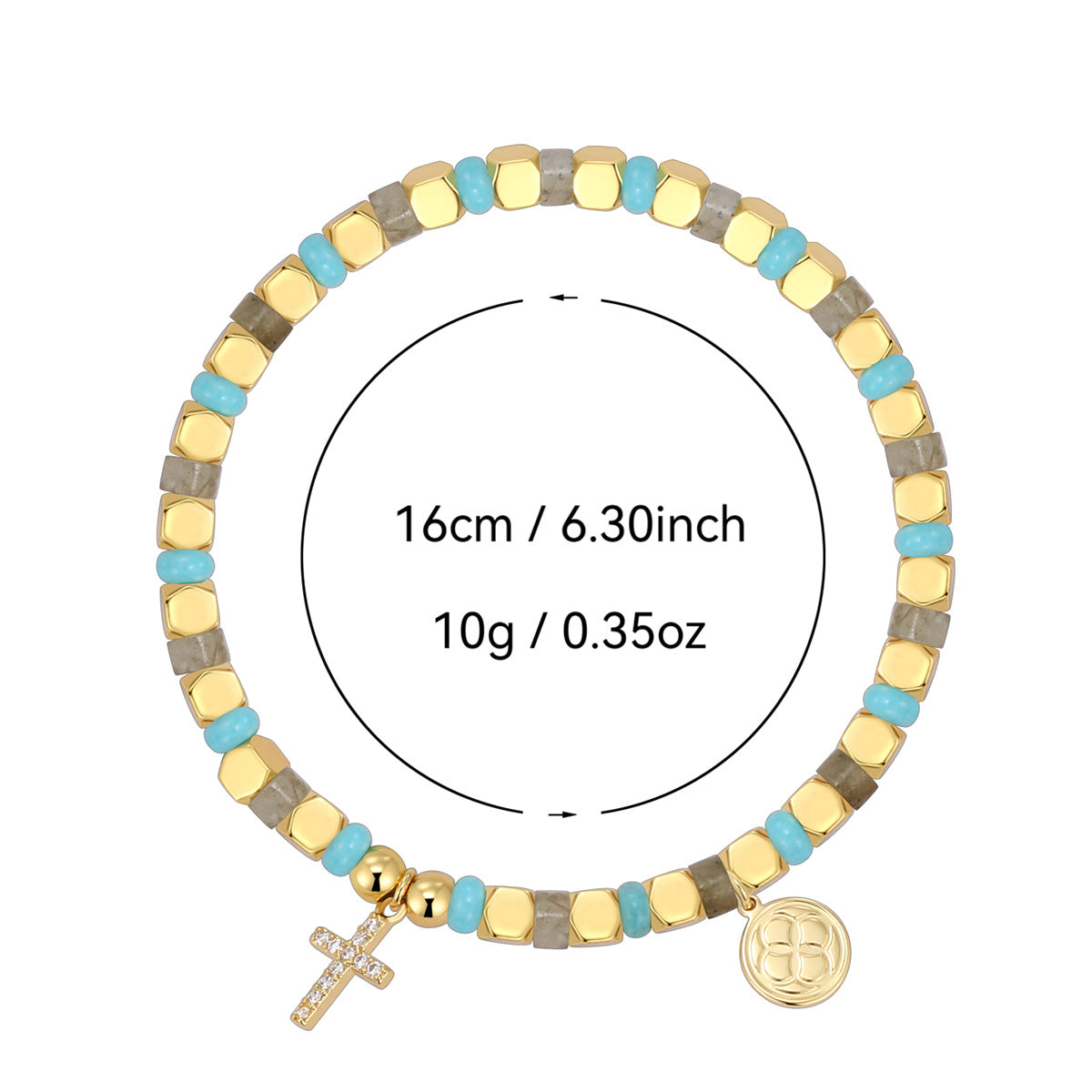 B0307 Vintage Trendy Cross Bracelet Vacation Trendy Beaded