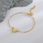 B0182  Korean Version Fashion Simple Heart-shaped Bracelet for Women gold Love Heart26Minimalist Letter Style