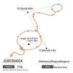 Zirconia Finger Bracelet Stainless Steel Bangle Ring Non-Fading Jewelry for Women