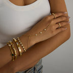 Stainless Steel Finger Bracelet Ring for Women Design rings Ornament