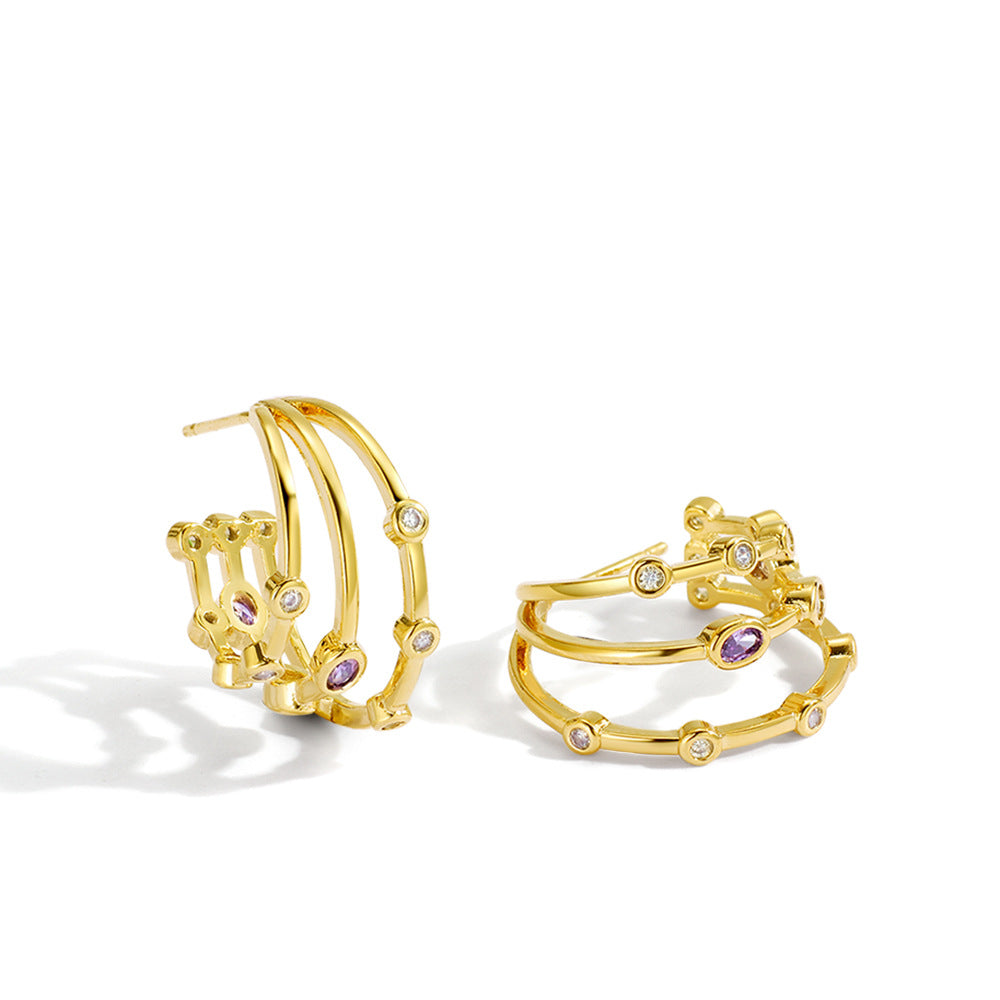 Fashion Zircon Earrings for Women New multi-layered circle vintage elegant earrings