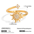 Gold-Tone Stainless Steel Ring with Cubic Zirconia Detail — Refined Finish with gold-tone stainless steel construction