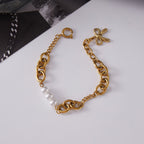 Imitation Pearl Bracelet Non-Fading Bow Jewelry Stainless Steel Accessories for Women