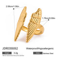 Gold-Tone Stainless Steel Ring with Angel Wing Detail styled for independent jewelry boutiques