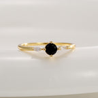 R0693 Simple Plain Band Ring for Women New Black Zircon Jewelry