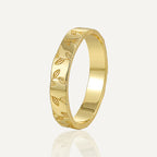 R0630 Design Leaf Pattern Ring for Women, Brass Gold-Plated, Vintage Simple Style