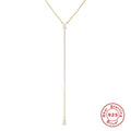 925 Sterling Silver Y Collarbone Necklace With Diamond Inlays — collection product image 06