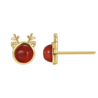 E0542 Christmas Ornaments casual Style Elk Shape Stud Earrings for Women fashion Red Agate Earrings