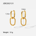 2H Fashion Accessories Versatile Stainless Steel Earrings Design Sense Braided Pendant Earrings Women's Jewelry