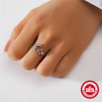 S925Pure Silver Japanese Style High-End Diamond-Studded Ring Japanese and Korean Design Sense Diamond Heart Petal Open Index Finger Ring