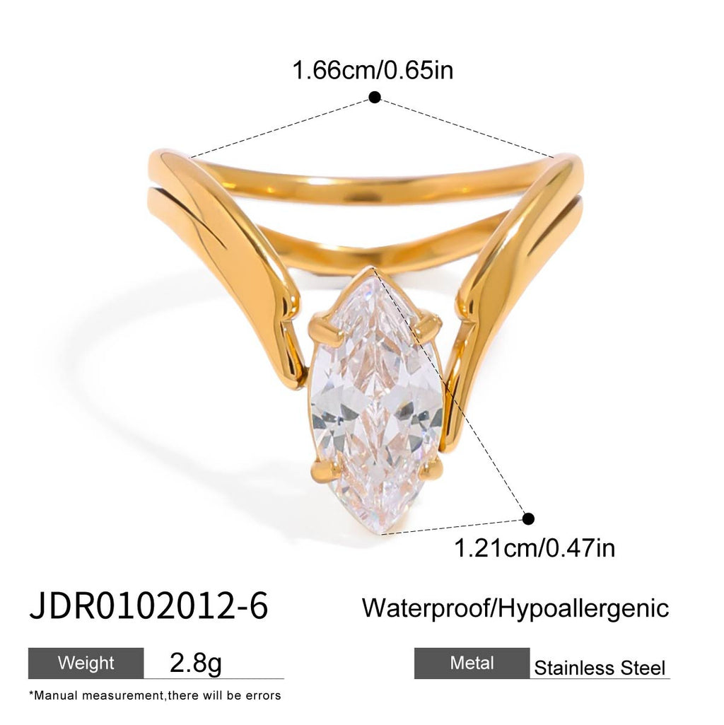 Zircon Ring Non-Fading Jewelry for Women Stainless Steel Accessories