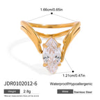 Zircon Ring Non-Fading Jewelry for Women Stainless Steel Accessories