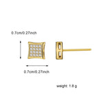 E0557 Simple Rural Style Four-sided Stud Earrings for Women Fashion Design Micro-inlaid Zircon Earrings