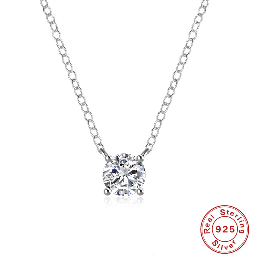 S925 Silver Zircon Collarbone Necklace Diamond Accent