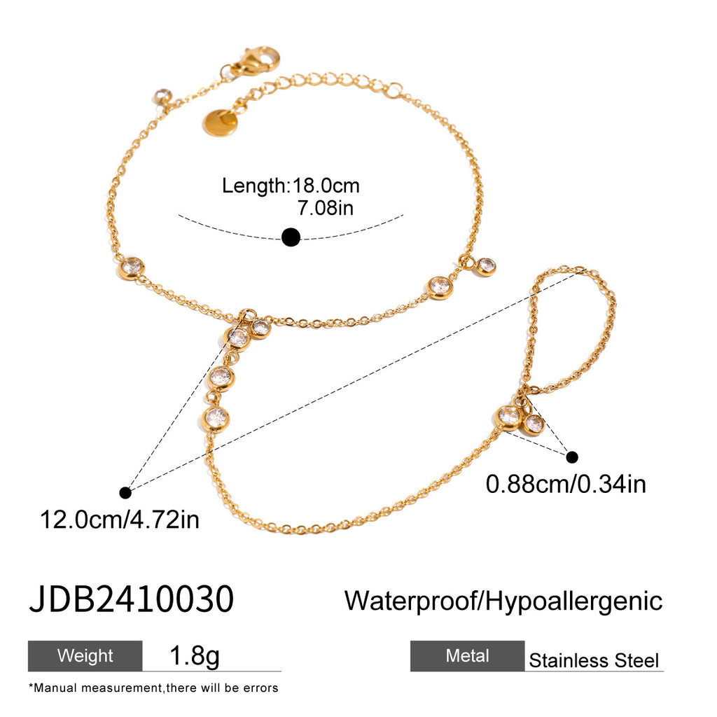 Stainless Steel Zircon Pearl Finger Bracelet Non-Fading Jewelry