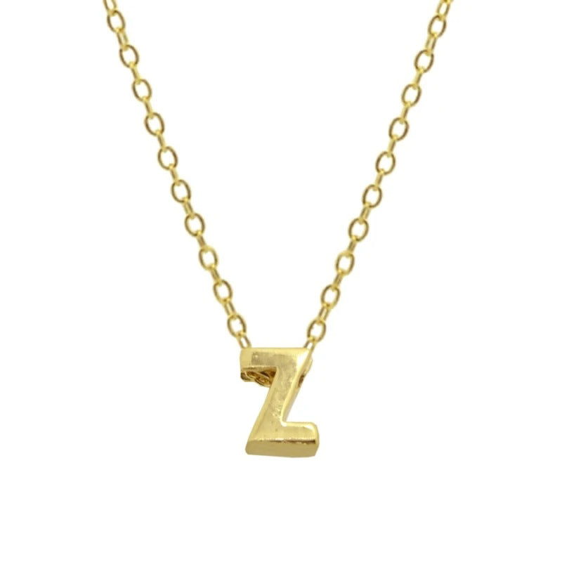 Sterling Silver 26 Letter Pendant Necklace Polished Collarbone Chain