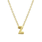 Sterling Silver 26 Letter Pendant Necklace Polished Collarbone Chain