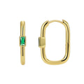 Gold-Plated Brass Minimalist Green CZ Ear Cuff Earrings in a gold-tone brass finish