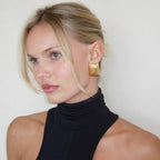 18K Gold Stainless Steel Striped Symmetrical Earrings Simple Design Fashion Stud Earrings