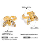 Stainless Steel Bee Earrings Ring Necklace Ring Non-Fading Bracelet