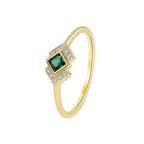 R0233 Japanese Retro Palace Style Emerald Square Zircon Exquisite Ring Fashion Ring