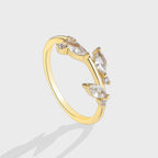 R0258 Personalized Gold-Plated Olive Branch Inlaid Diamond Elegant Fashion Ring for Women Leaf Ring Jewelry
