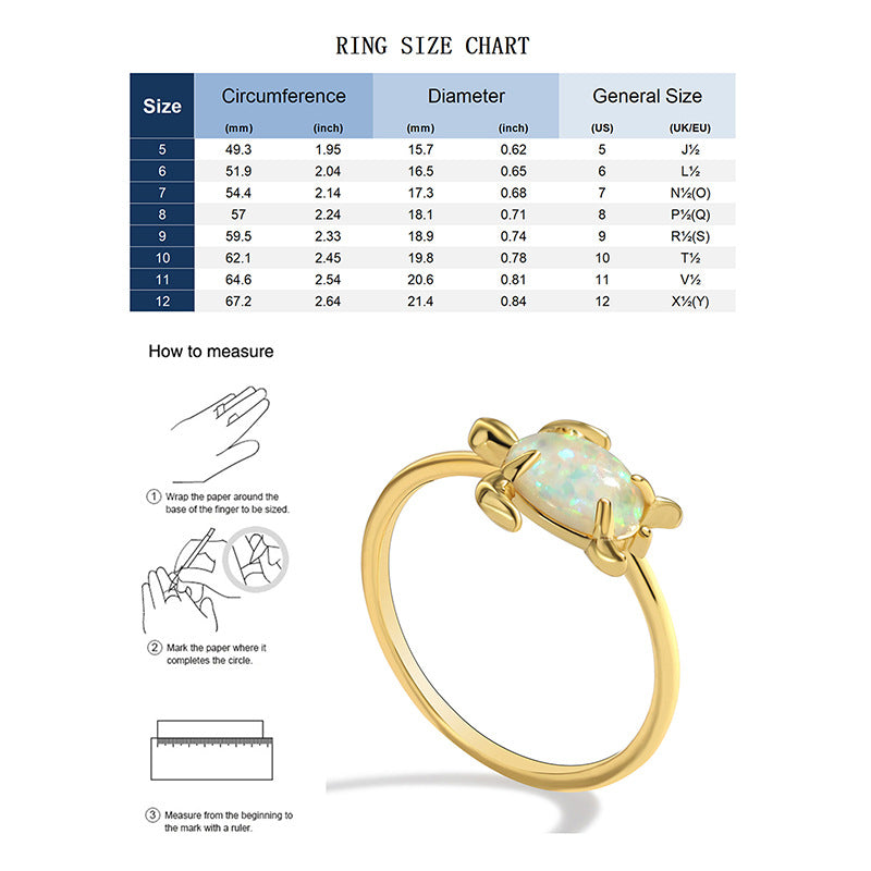 R0279 Simple Retro Opal Personality Fashion Ring Turtle Jewelry Design Ring