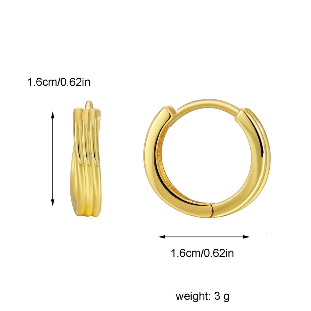 CYE0458 Minimalist Style Small Round Earrings for Women, Mori Style Copper Gold-Plated Ear Clips