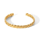 2H French New Style Women's Fashion Simple Bracelet Stainless Steel Vacuum Plating18K Gold Thick Cuban Chain Gold Plated
