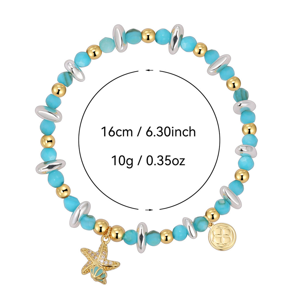 B0299 Fashion Vacation Starfish Shell Bracelet Shell Blue Shell Stone Beads