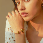 18K Gold Stainless Steel Irregular Open Bracelet Elastic Wide Bracelet