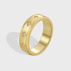 R0578 French Minimalist Monochrome Retro Design Ring for Women Fashion Micro Pave Zircon Ring