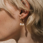 2H Stainless Steel Pearl Earrings Jewelry Studs gold Hoop Earrings