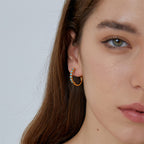 E0490 Fashion Blue Turquoise High-End Design Earrings for Women Brass Gold-Plated Simple Hoop Earrings