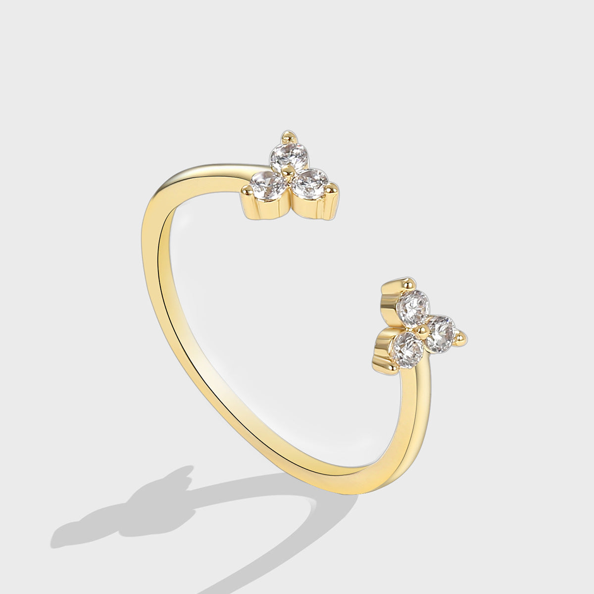 R0245 Delicate Diamond Ring Forest Style Girl Inlaid Diamond Tail Ring Thin Minimalist Line Open Ring