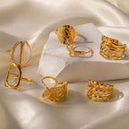 French Retro Designer Irregular Trendy Non-Fading Open Ring for Women