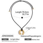 2H Stainless Steel Starfish Geometric Black Rope Necklace Collarbone Chain Jewelry