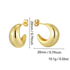 E0645 Simple Fashion Geometric Arc Earrings for Women Brass Gold-Plated Smooth Moon Shape Earrings