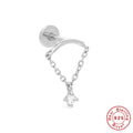 Stud Chain 925 Sterling Silver Earrings — decorative detail — jewelry finish and design detail