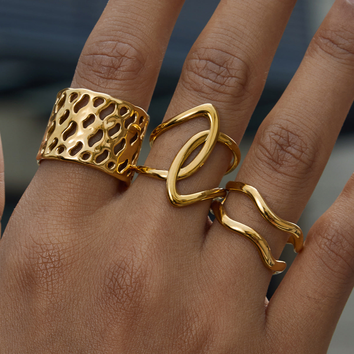 gold Stainless Steel Ring Jewelry for Women, Non-Fading ring