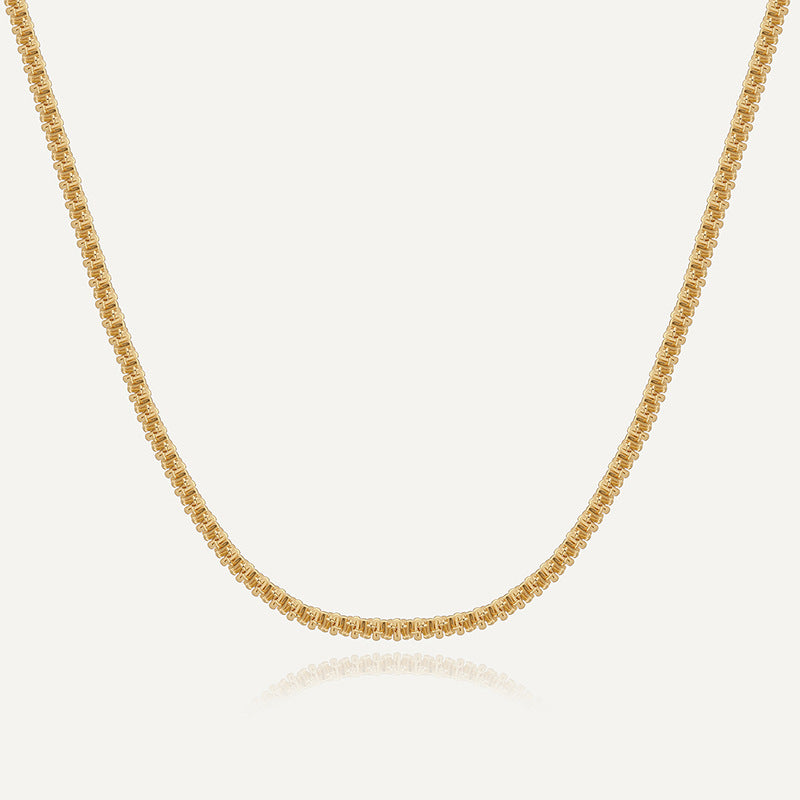 Gold-Plated Brass Cuban Link Necklace with Minimalist Detail with linked design details